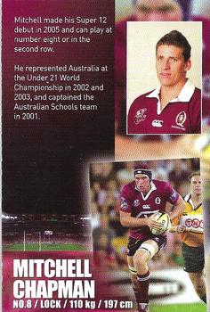2006 Queensland Reds Official Player Cards #NNO Mitchell Chapman Back